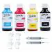 Needle High Yield 4 x 100ml Cartridge Inkjet Ink Refill Toolkit (N-CART-CMYKTK-100) Compatible with HP and Canon Cartridge Inkjet Printers (CMYK set)