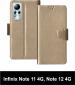 Sbms Infinix Note 11 4G, Infinix Note 12 4G Gold Artificial Leather Shock Proof Flip Cover