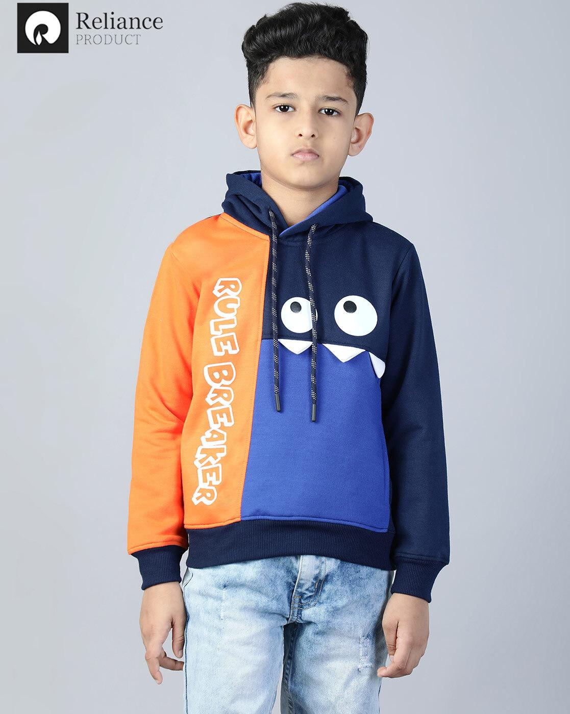 Buy Boys Colourblock Relaxed Fit Hoodie with Kangaroo Pocket