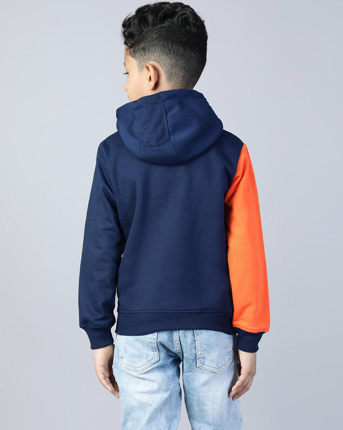 Buy Boys Colourblock Relaxed Fit Hoodie with Kangaroo Pocket