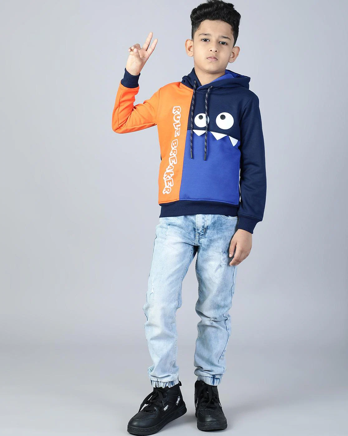 Buy Boys Colourblock Relaxed Fit Hoodie with Kangaroo Pocket