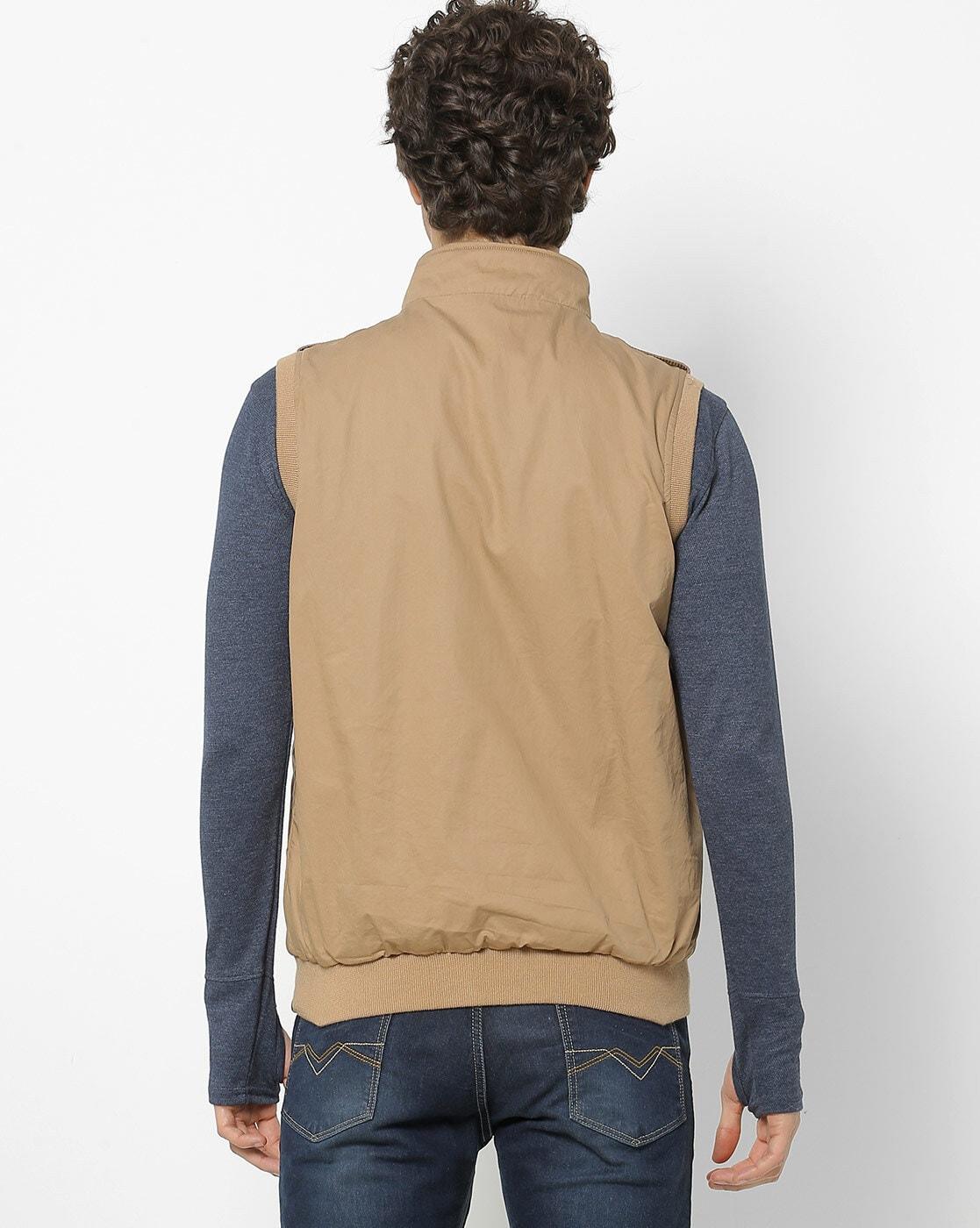 Buy Zip-Front Reversible Jacket with Button-Flap Pockets Online at