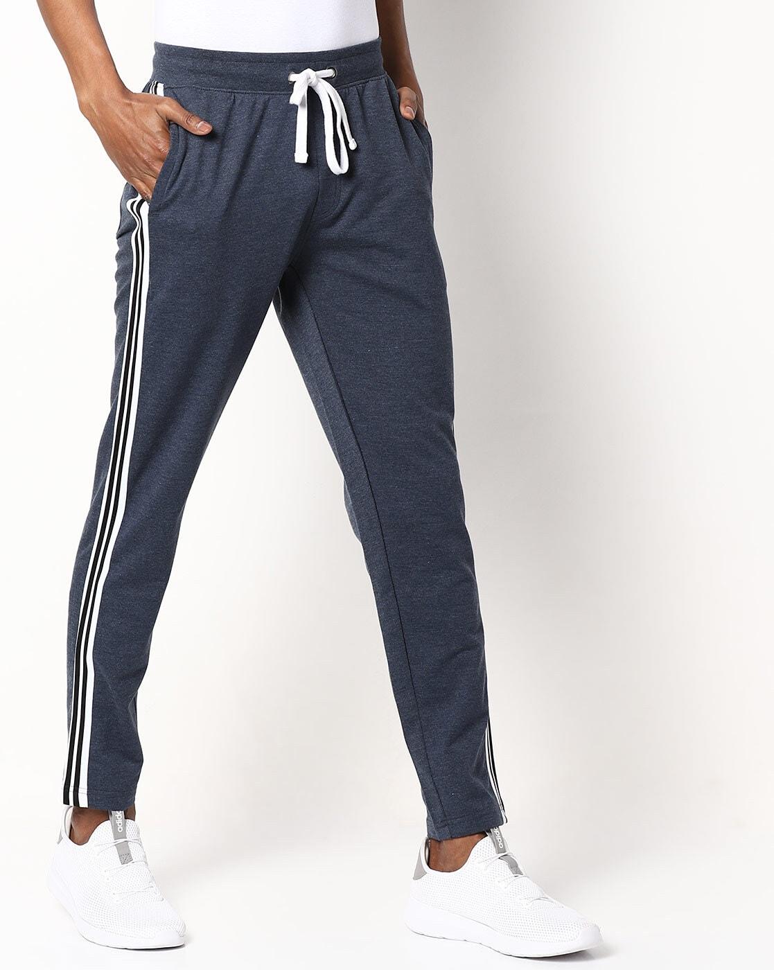 Heathered Straight Track Pants with Striped Taping - JioMart