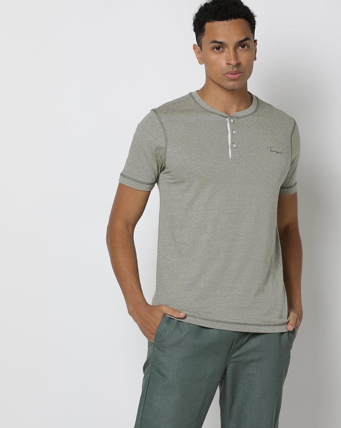 TNRCN EVERCORE HENLEY TECH TEE サイズM Men Slim Fit Henley Neck T