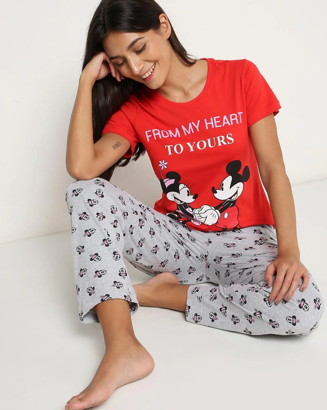 Cartoon Print T-shirt & Pyjama Set - JioMart