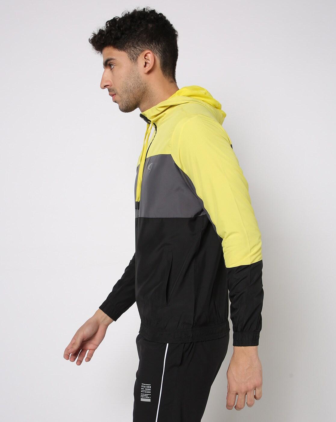 Buy Colourblock Zip-Front Hooded Track Jacket Online at Best