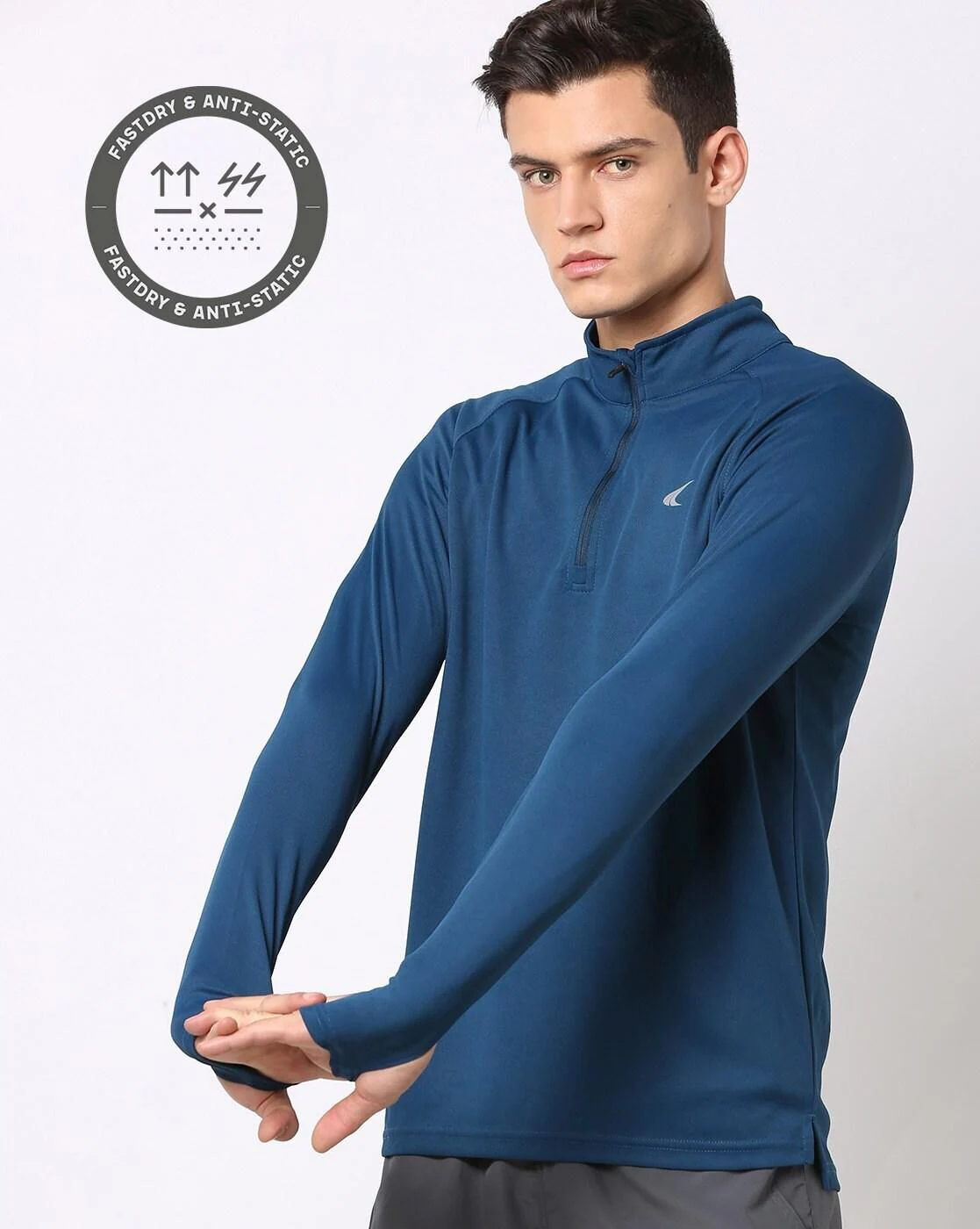 Buy Regular Fit Fast Dry High-Neck T-Shirt with Raglan Sleeves