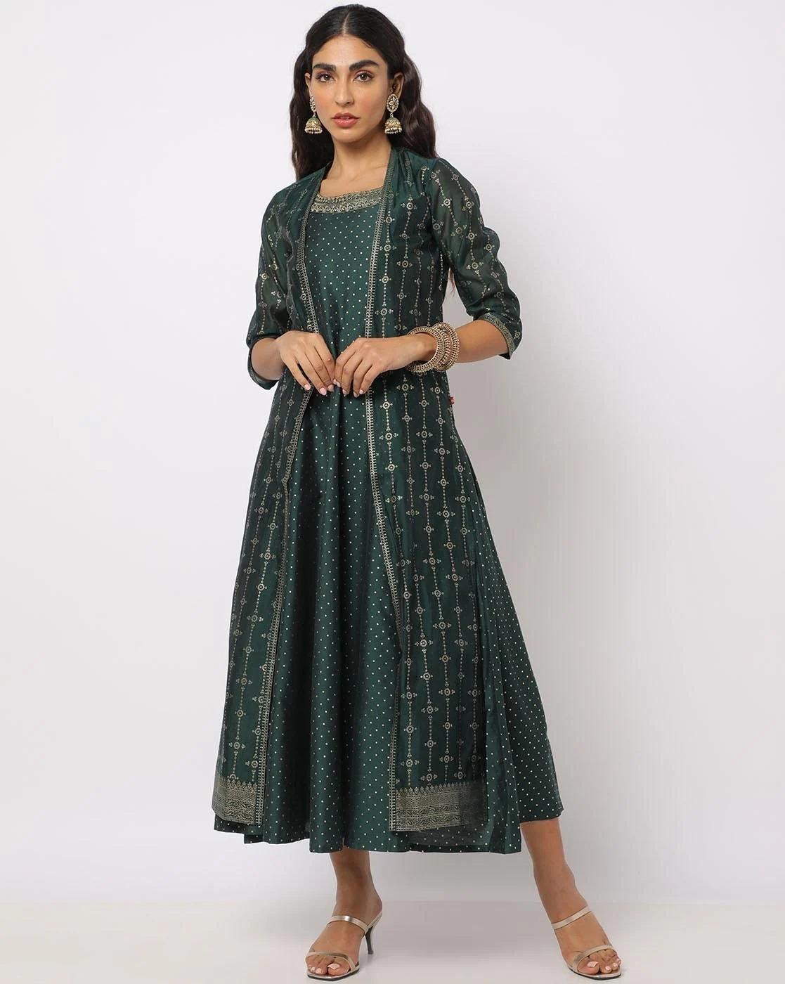 Buy Embroidered Fit & Flare Dress with Jacket Online at Best