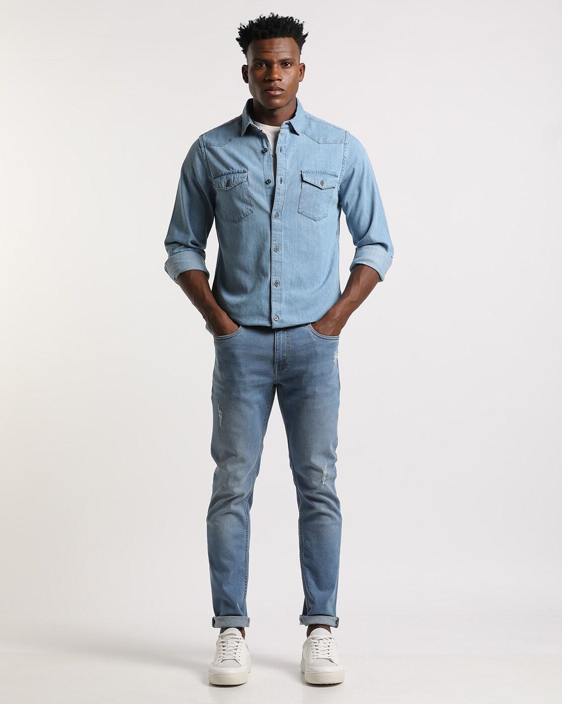 Buy Denim Shirt with Flap Pockets Online at Best Prices in India
