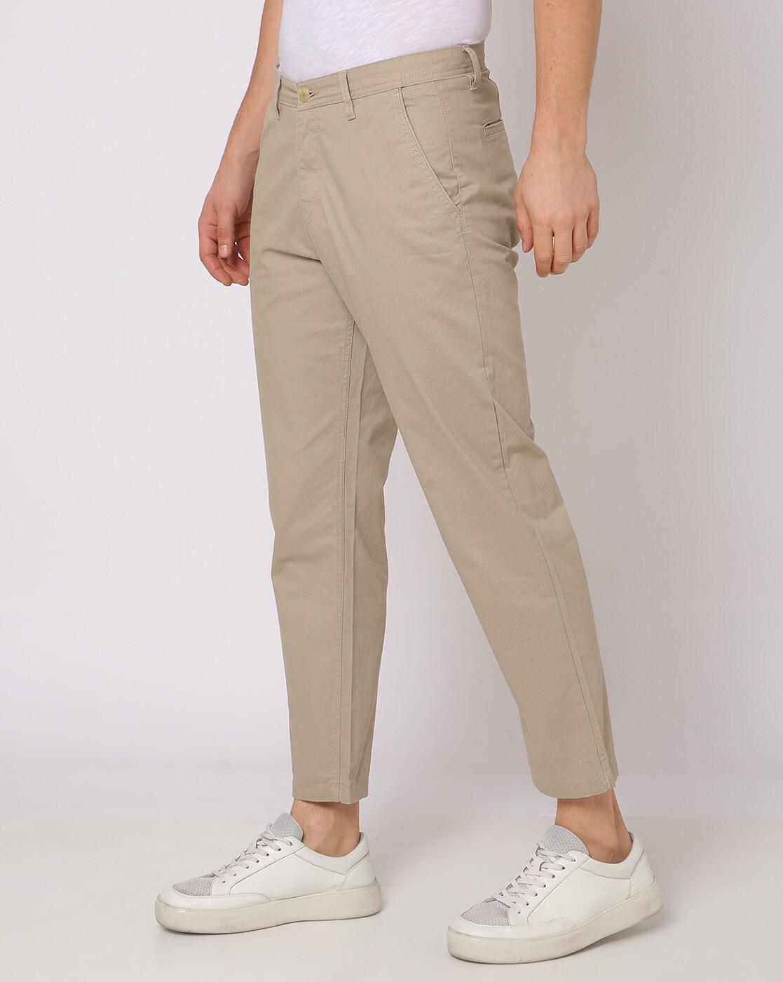 Buy Relaxed Fit Flat-Front Trousers Online at Best Prices in India