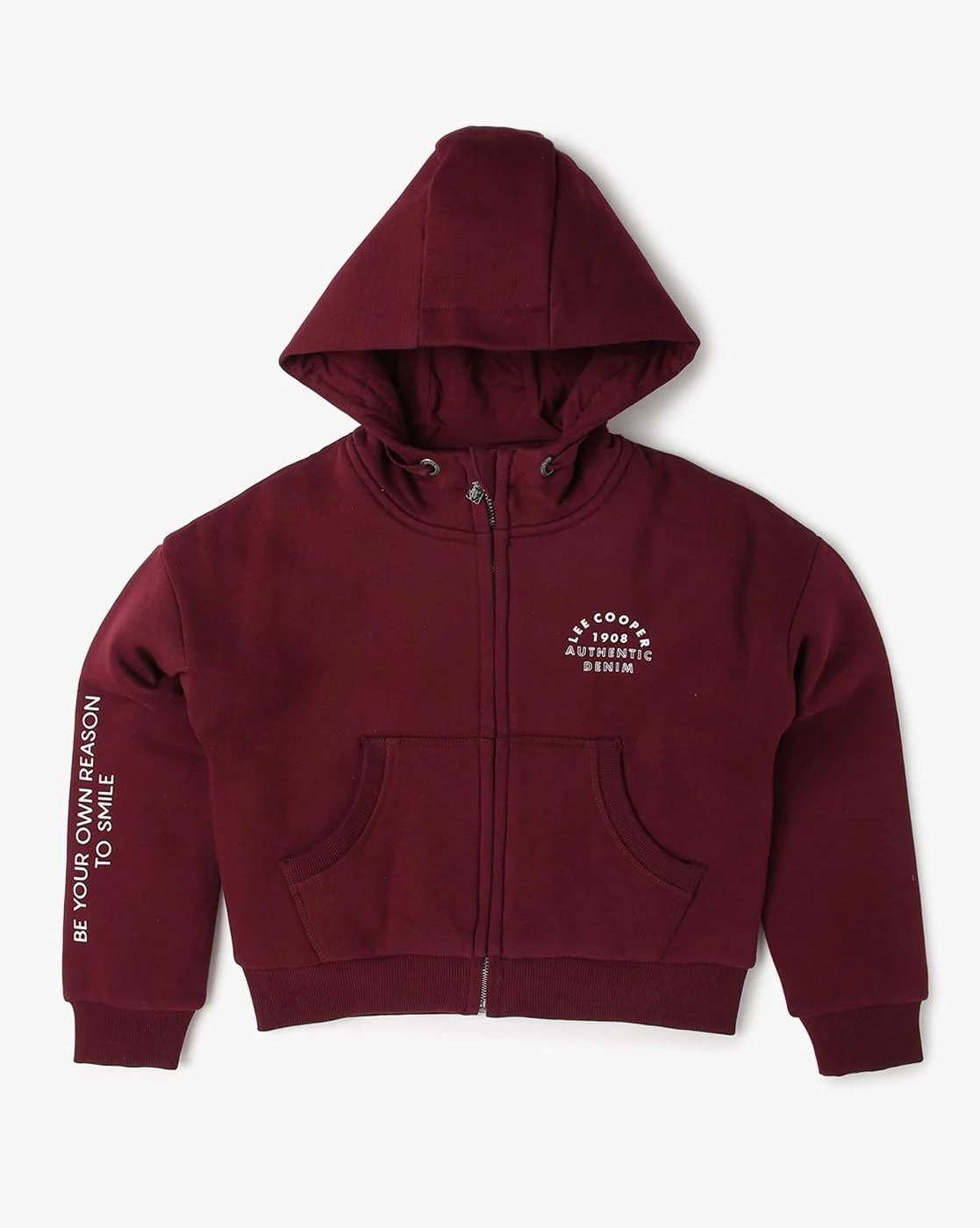 Buy Zip-Front Hoodie with Split-Kangaroo Pockets Online at Best