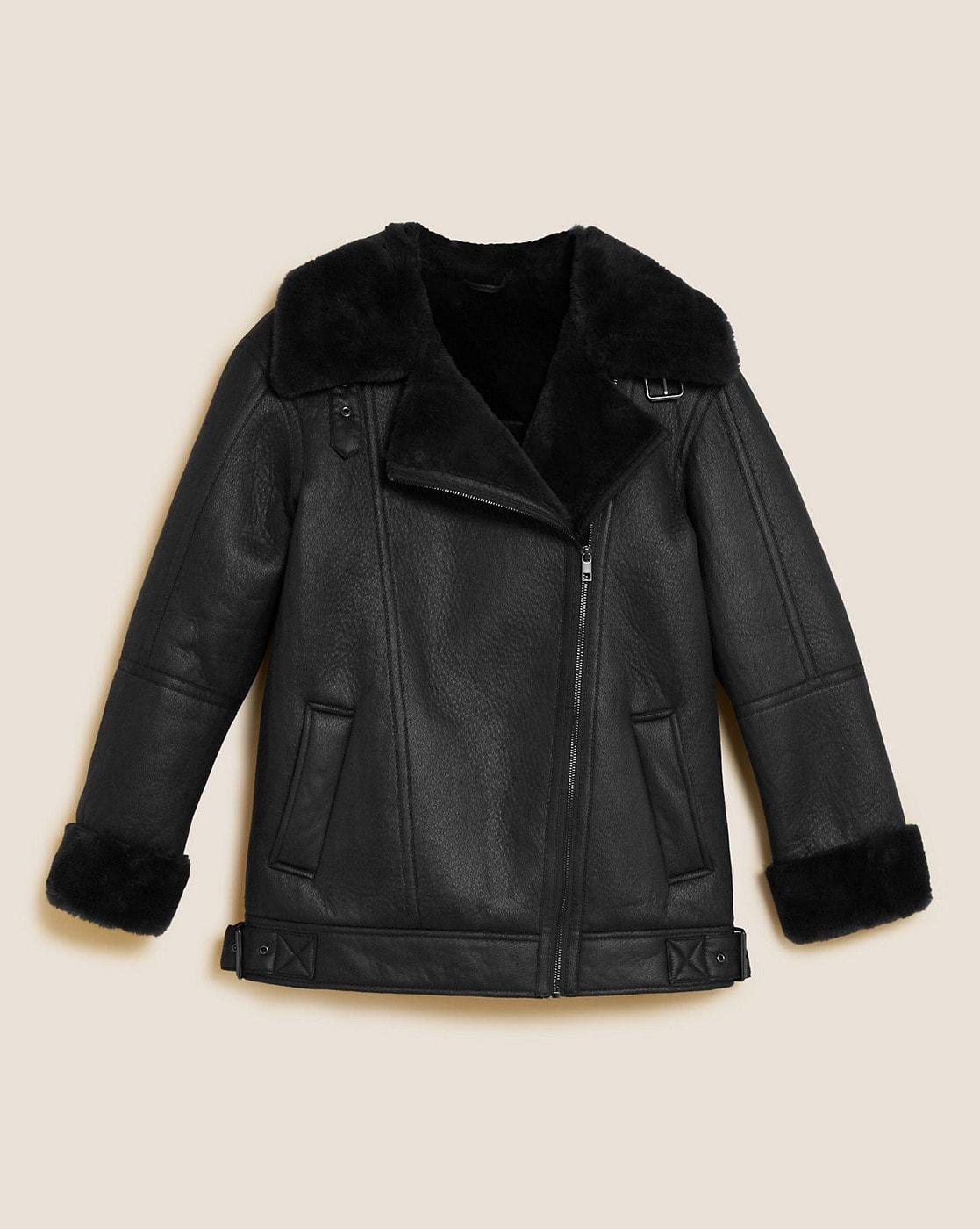ジャケット・アウター Faux Shearling Aviator Jacket Buy Faux Shearling Aviator Jacket at Marks & Spencer