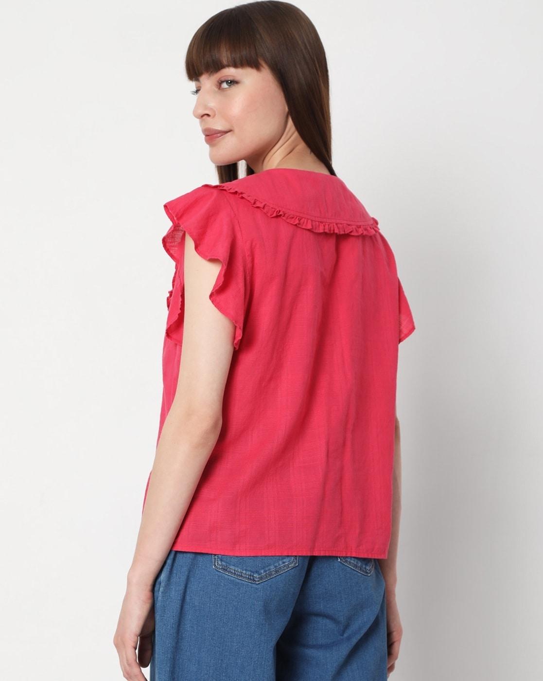 Buy V-neck Top with Peter Pan Collar Online at Best Prices in India -  JioMart.