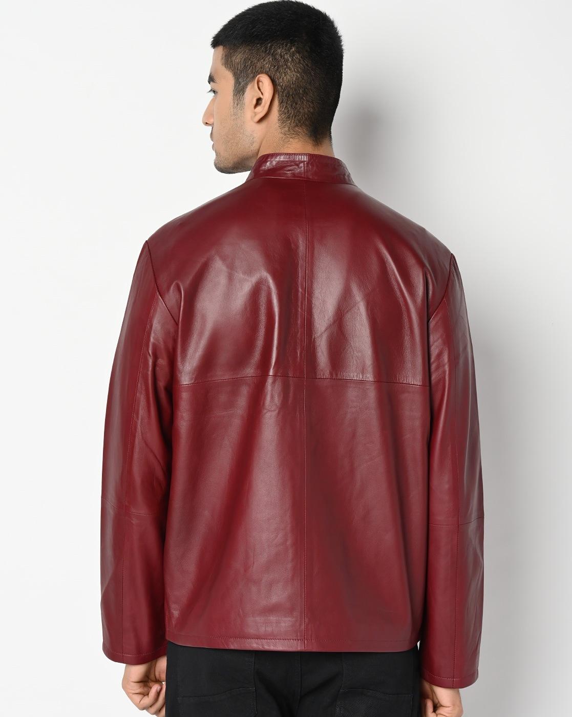 Buy Genuine Leather Zip-Front Biker Jacket Online at Best Prices