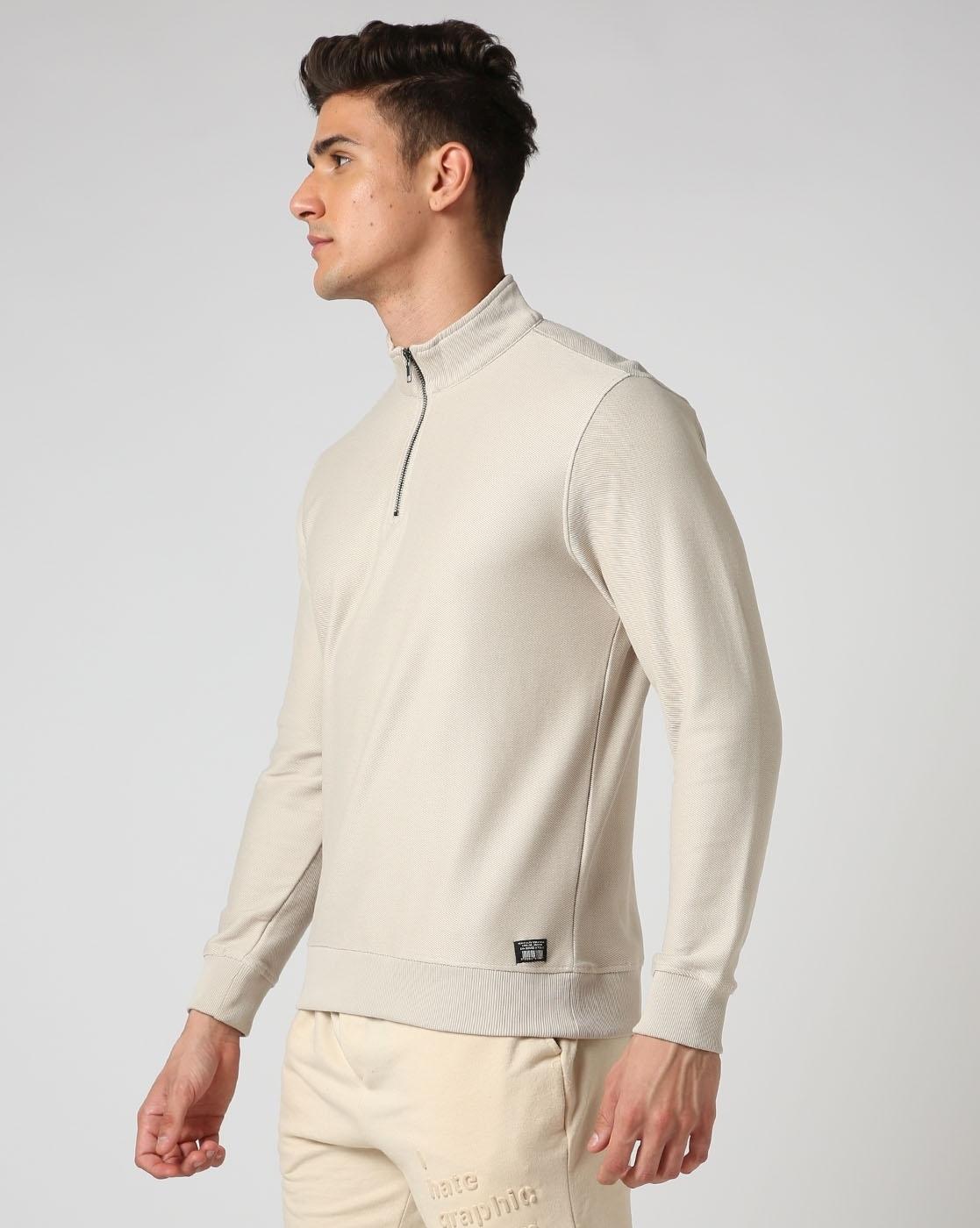 Buy Half-Zip Structured Sweatshirt Online at Best Prices in India