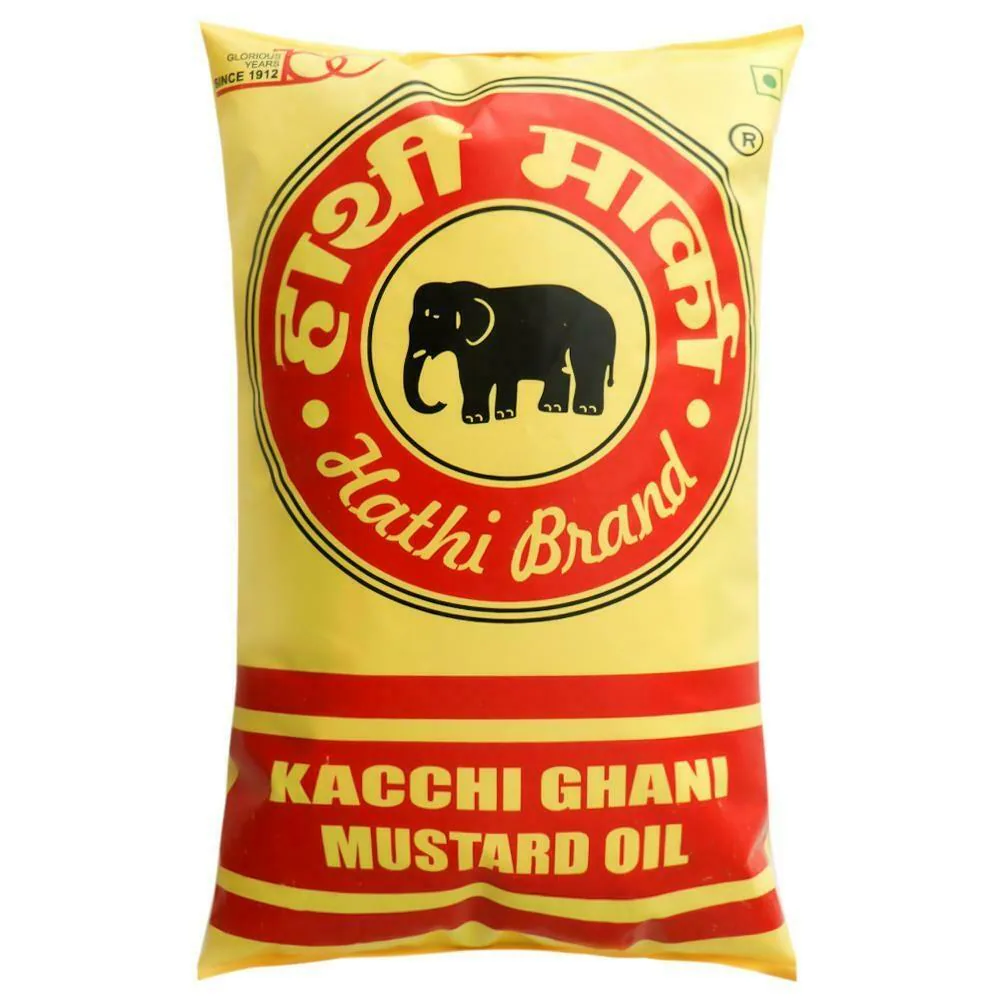 Hathi Kacchi Ghani Mustard Oil 1 L (Pouch) - JioMart