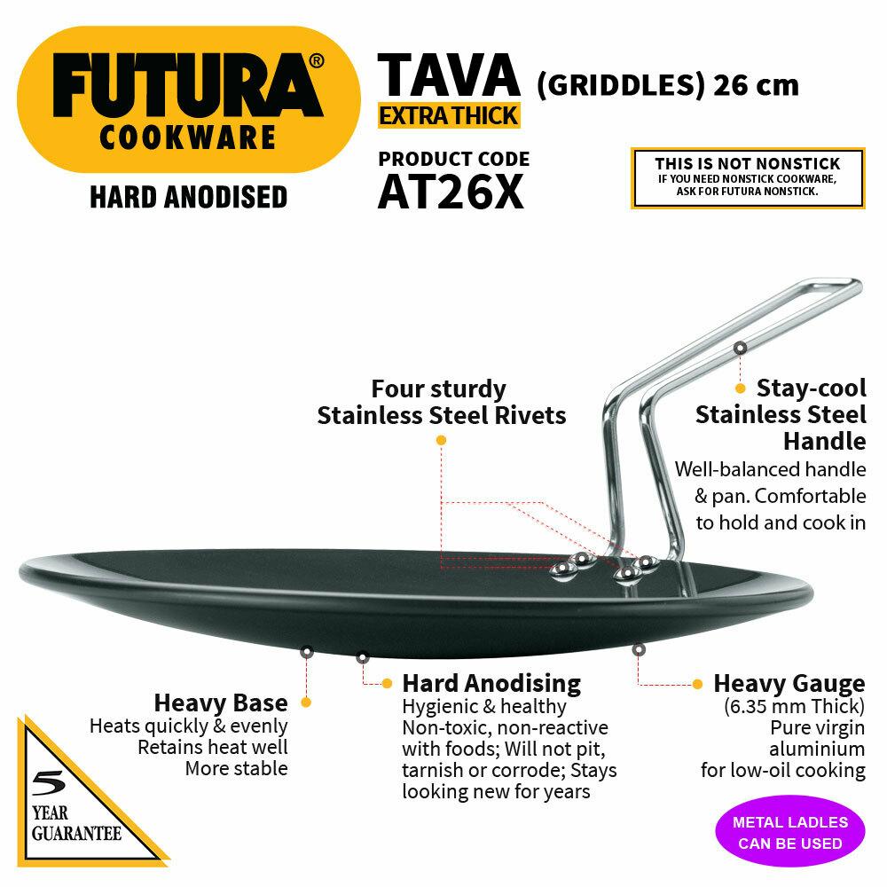 taaa  Buy Hawkins Futura Black Tava, Hard Anodised Tawa with Stainless