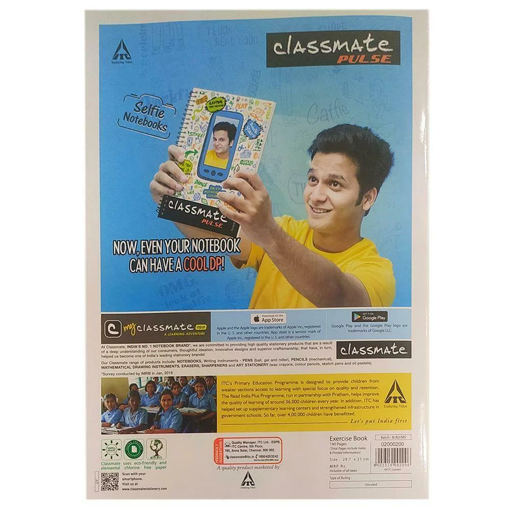 Classmate Long Notebook A4 140 Pages Pack of 2 Soft Cover Unruled 