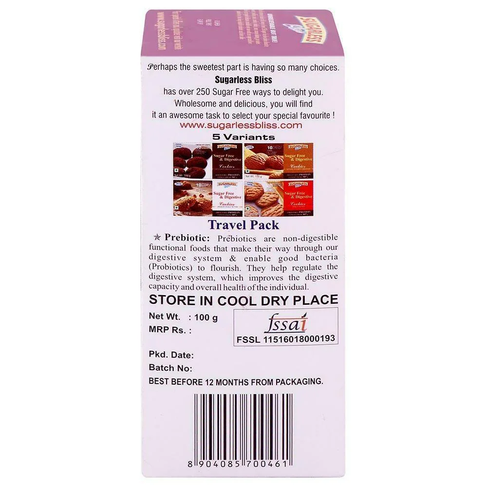 Buy Sugarless Bliss Digestive Natural Fig Biscotti Cookies 100 g