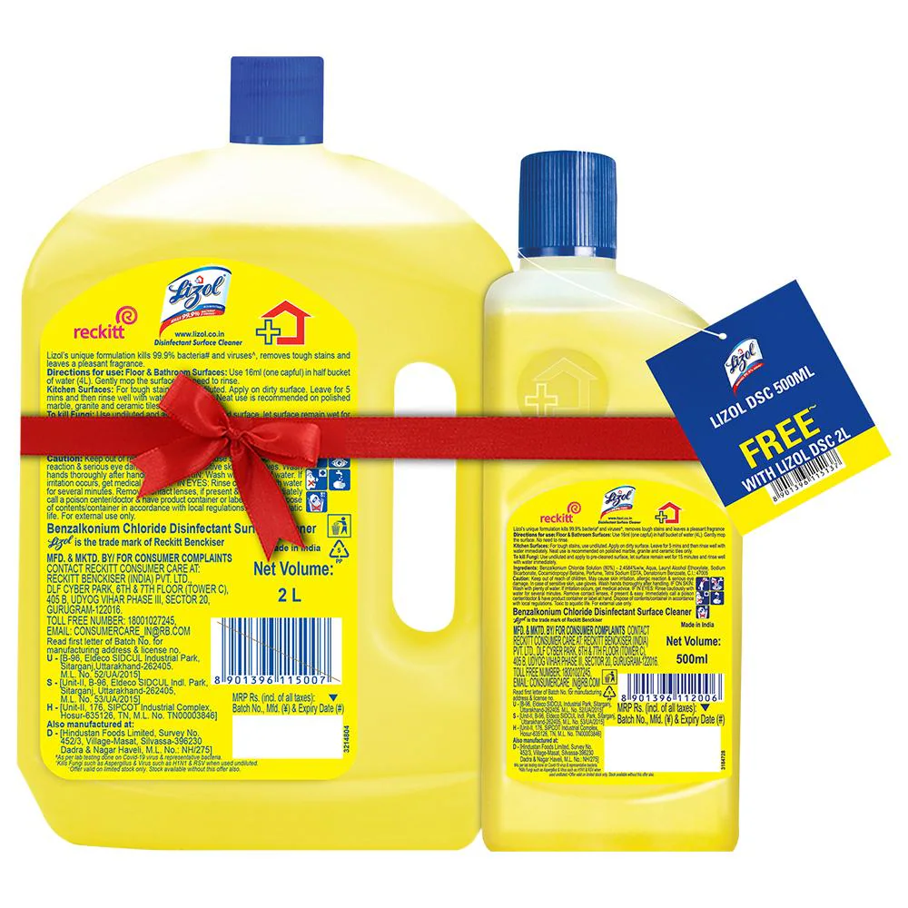 Buy Lizol Citrus Disinfectant Surface Cleaner 2 L + 500 ml Free