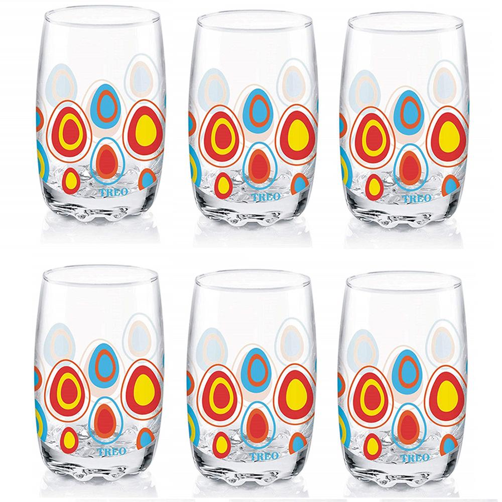 Buy Treo Lyon D'Ziner Assorted Colour Glass Tumbler 265 ml (Set of
