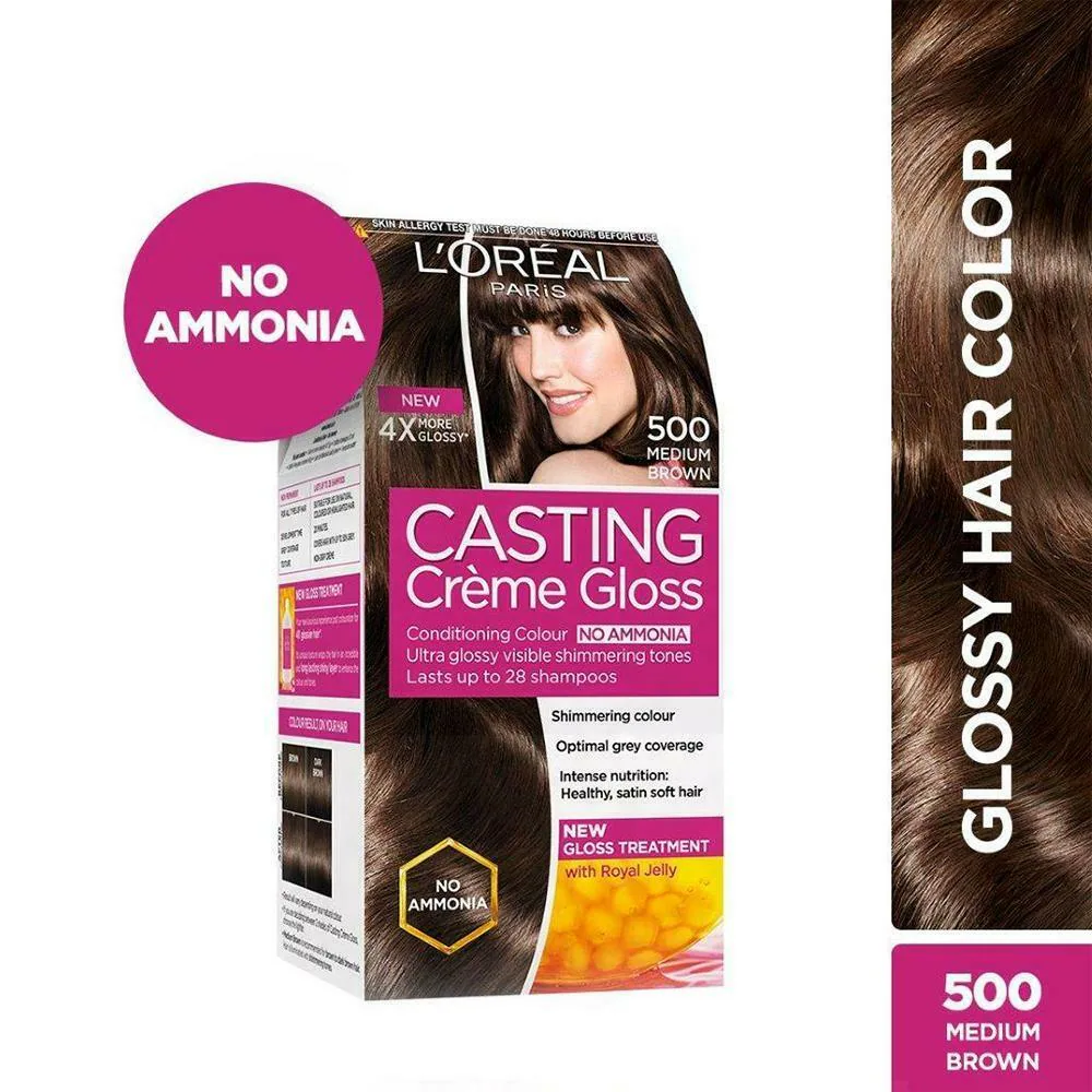 L'Oreal Paris Casting Creme Gloss Ammonia Free Hair Colour, Medium Brown  (500) ( g + 72 ml) - JioMart