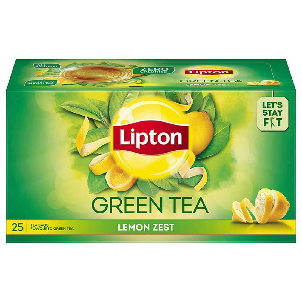 Buy Lipton Lemon Zest Green Tea Bags 25 pcs (1.3 g each) Online at