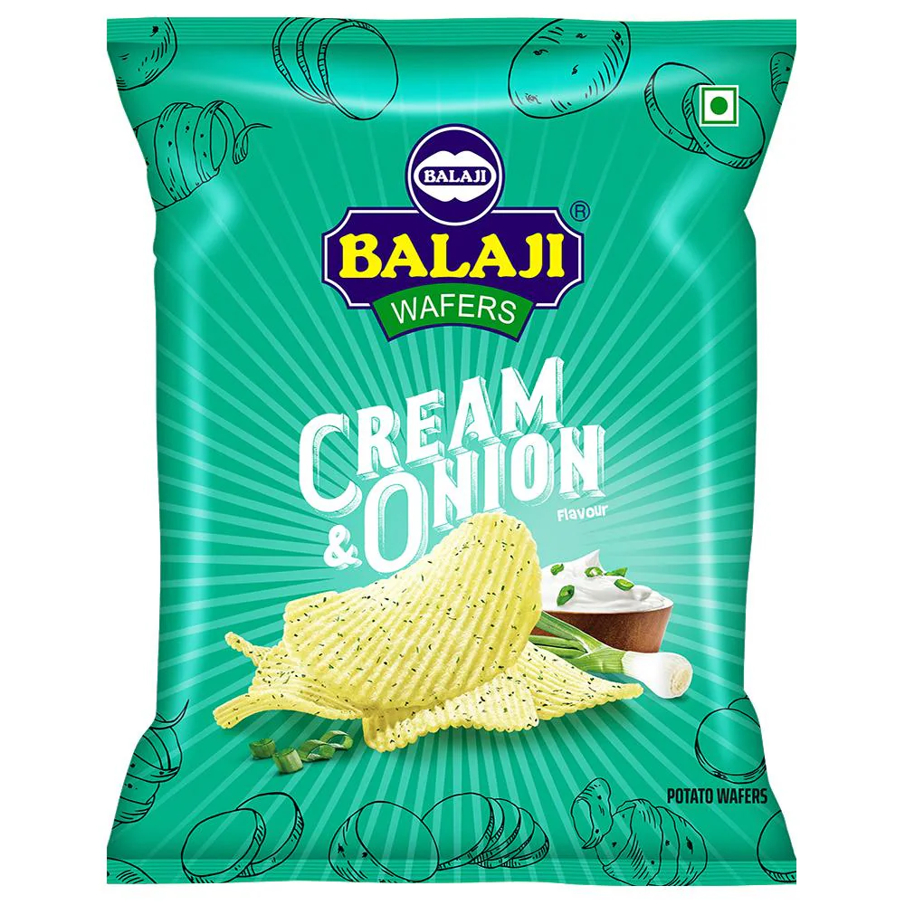 Balaji Cream & Onion Potato Wafers 150 g - JioMart