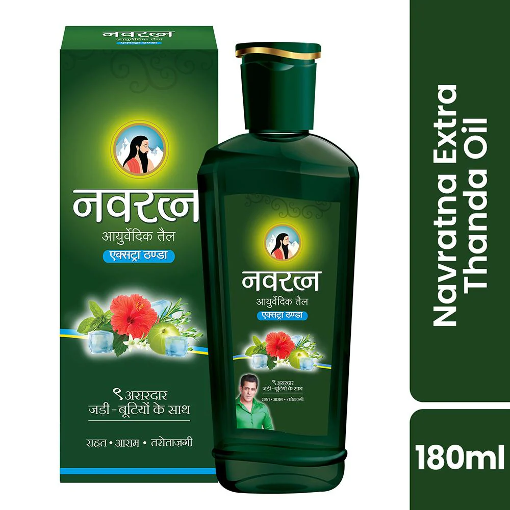 Navratna Ayurvedic Oil Extra Thanda, 180 ml