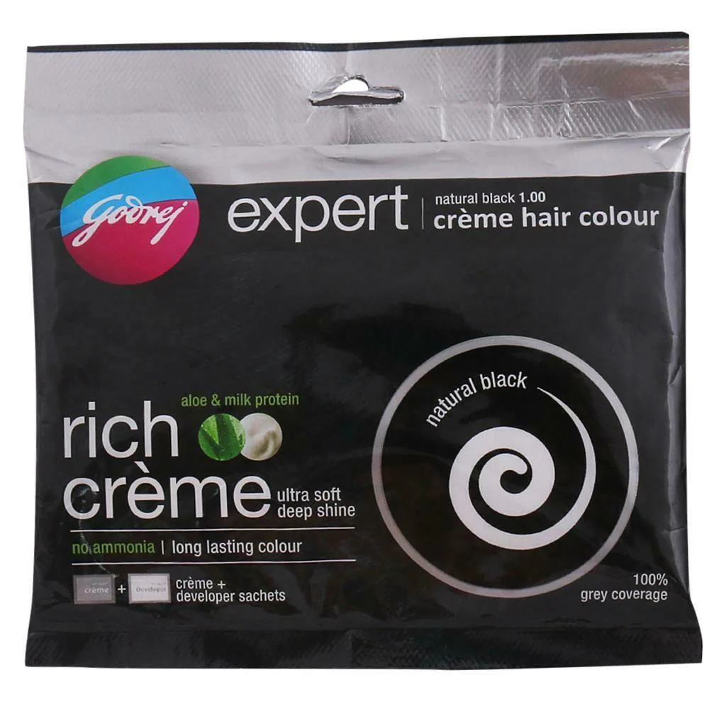 Godrej Expert Rich Creme Ammonia Free Hair Colour, Natural Black (20 g + 20  ml) - JioMart