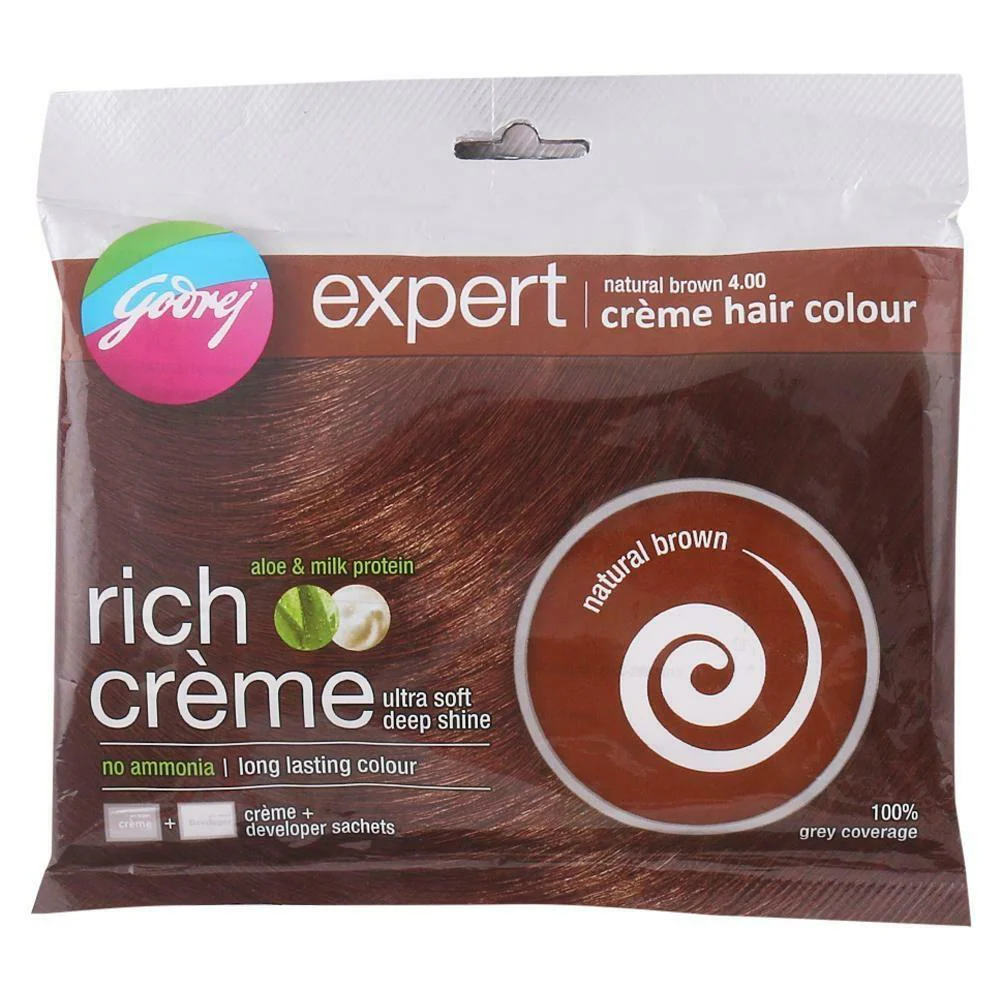 Godrej Expert Rich Creme Ammonia Free Hair Colour, Natural Brown (20 g + 20  ml) - JioMart