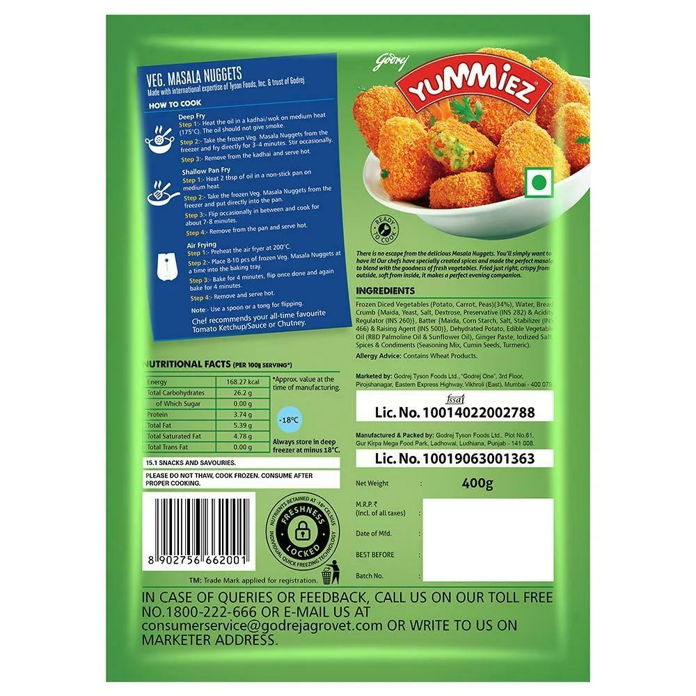 Buy Yummiez Veg Masala Nuggets 400 g Online at Best Prices in