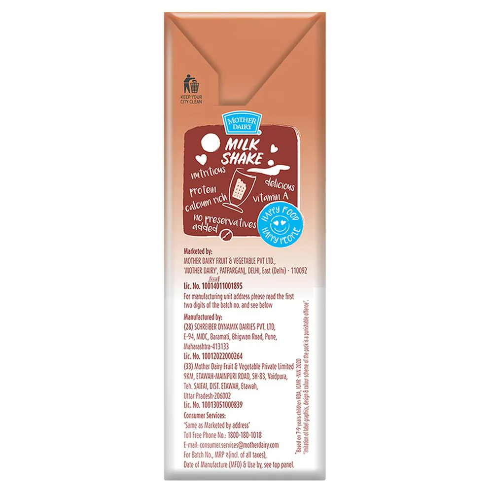 Buy Mother Dairy Chocolate Milkshake 180 ml (Tetra Pak) Online at