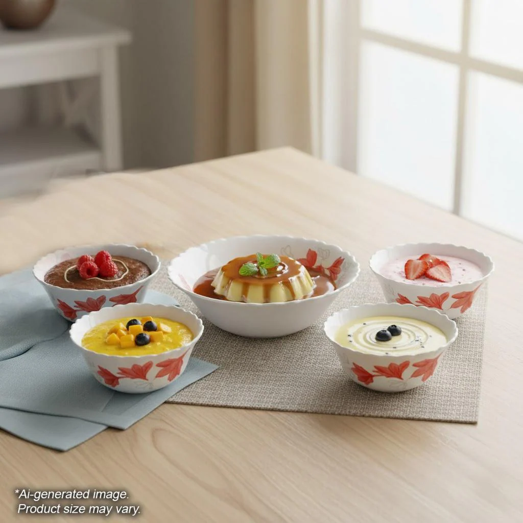 Buy Larah Opalware By Borosil Assorted Fluted Mini Pudding Set