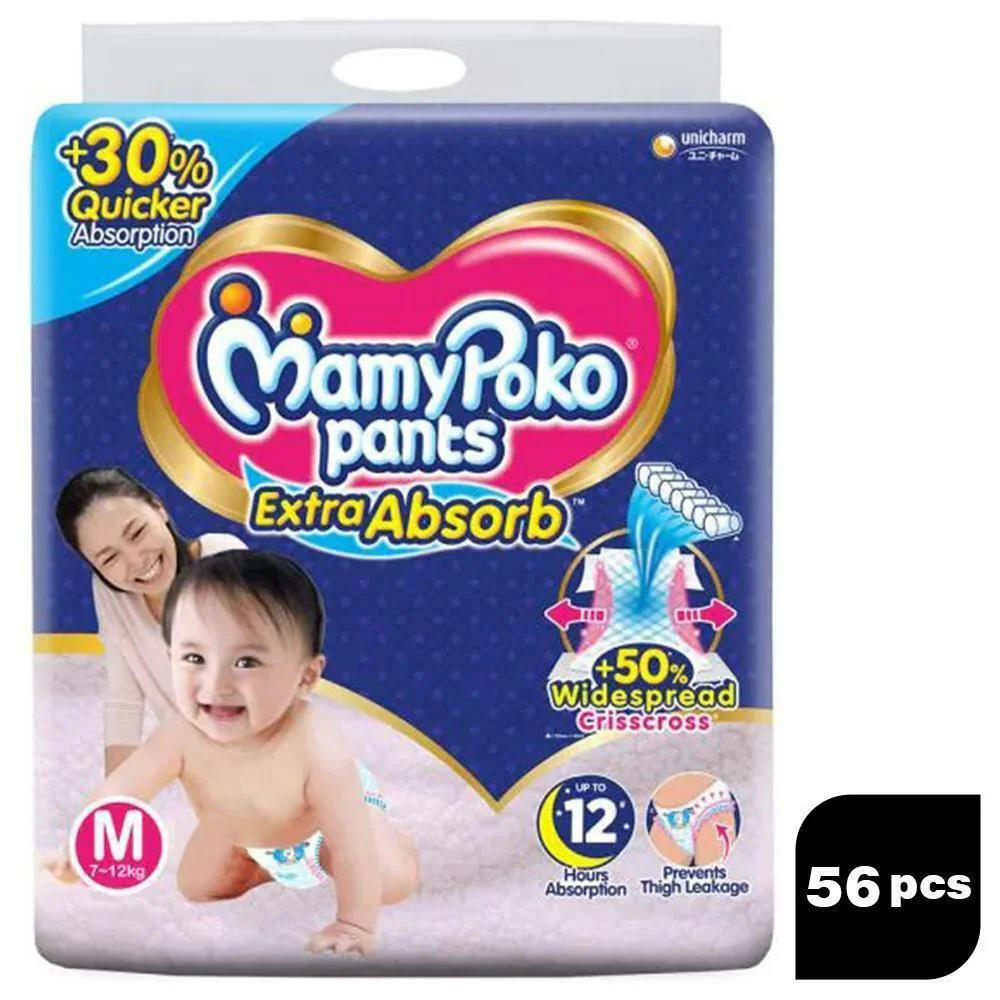 Buy MamyPoko Extra Absorb Pants (M) 56 count (7 - 12 kg) Online at