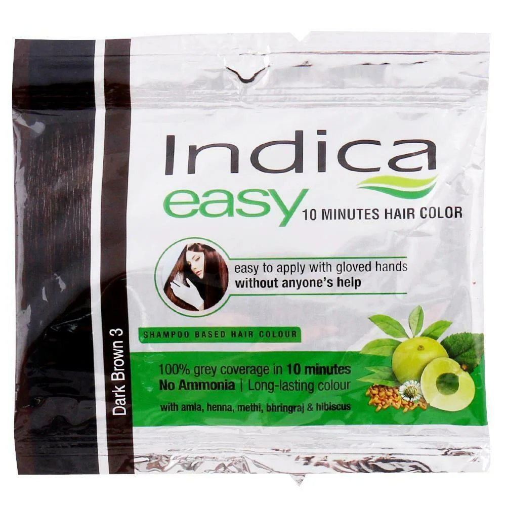 Indica Easy Shampoo Based Ammonia Free Hair Colour, Dark Brown (3) 25 ml -  JioMart