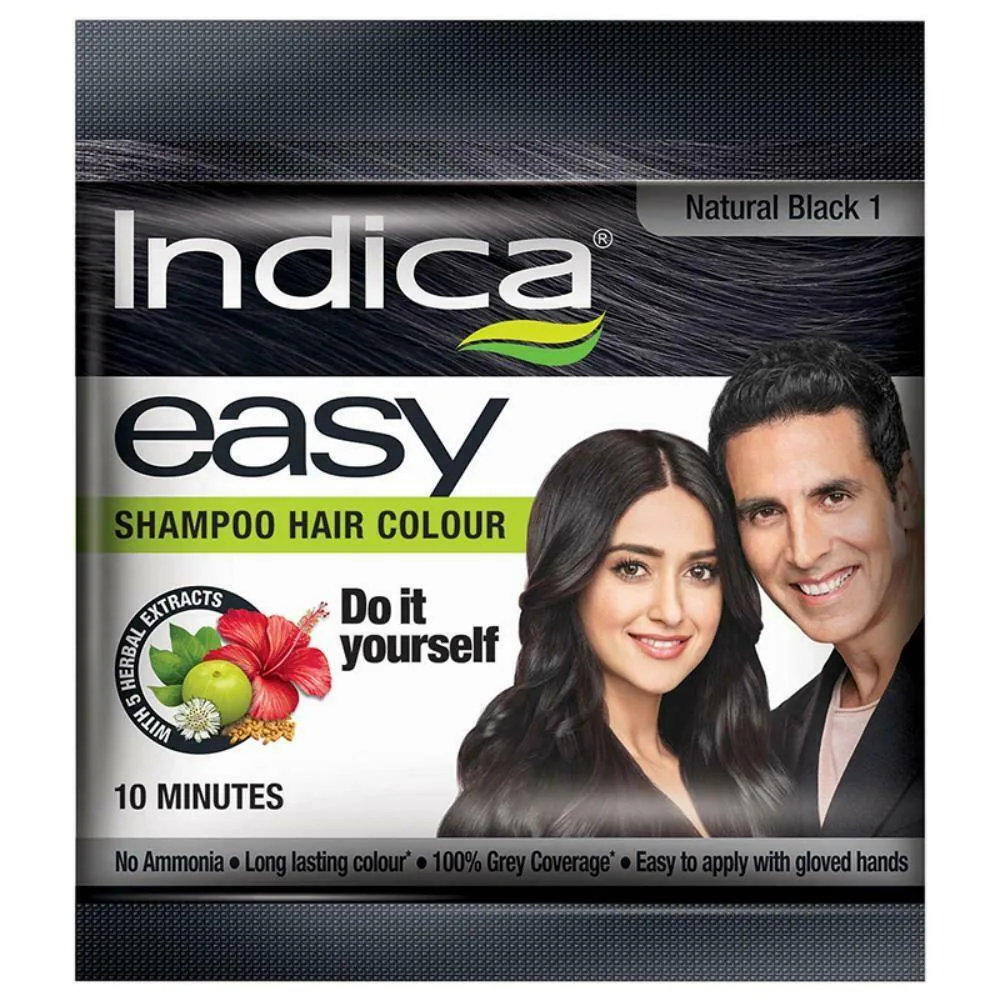 Indica Easy Shampoo Hair Colour, Natural Black (1) 18 ml - JioMart