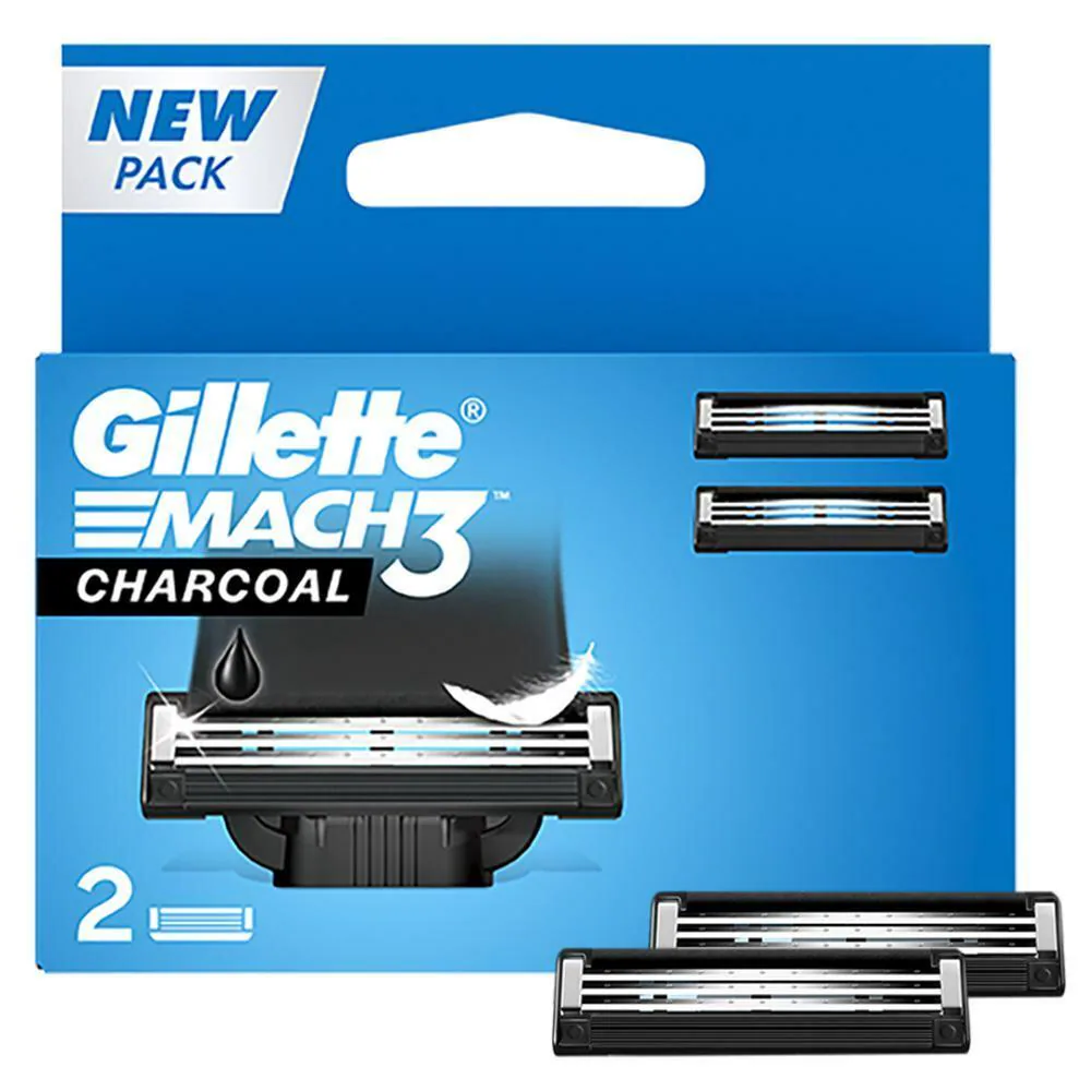 Gillette Mach3 Lubra Strip with A Touch of Charcoal Cartridges 2 pcs
