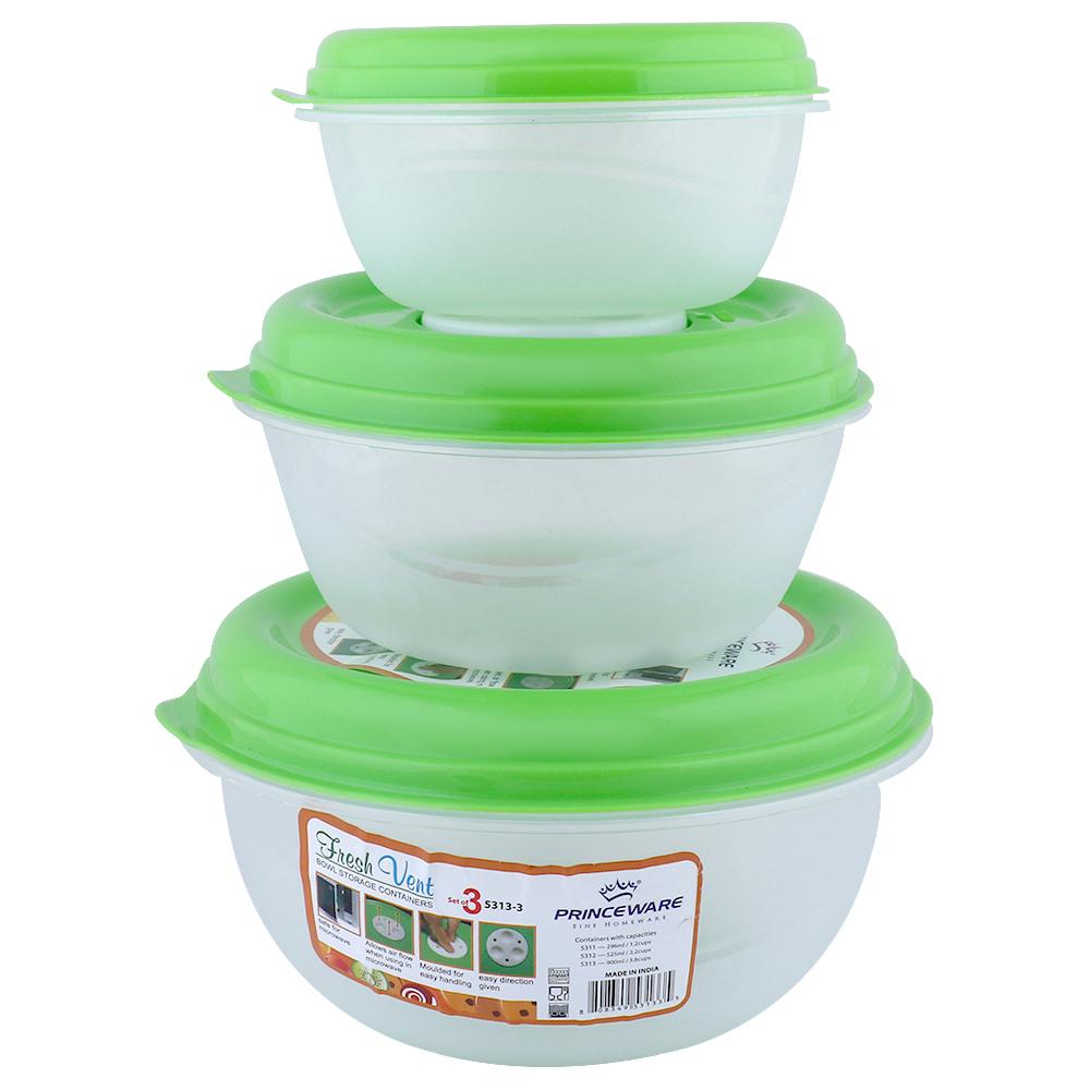 Set of 3 White/Green EmsaMicro Family Microwave Dish Starter-Set 
