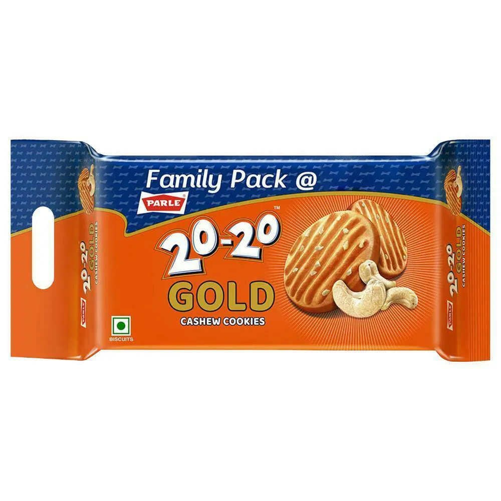 Parle 20-20 Gold Cashew Cookies Pouch, 600 Gram/604.8 Gram