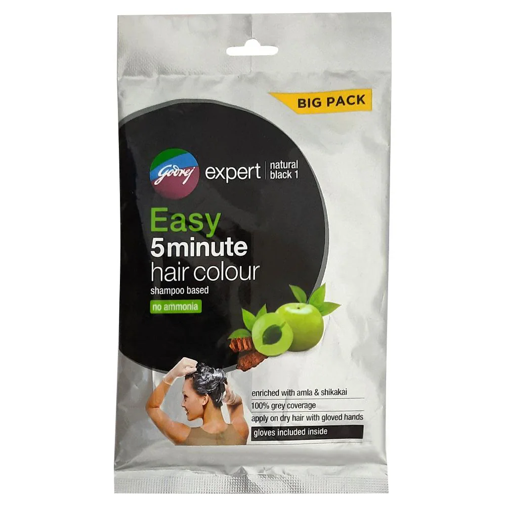 Godrej Expert Easy 5 minutes Shampoo based Hair Color, Natural Black (1) 25  ml - JioMart