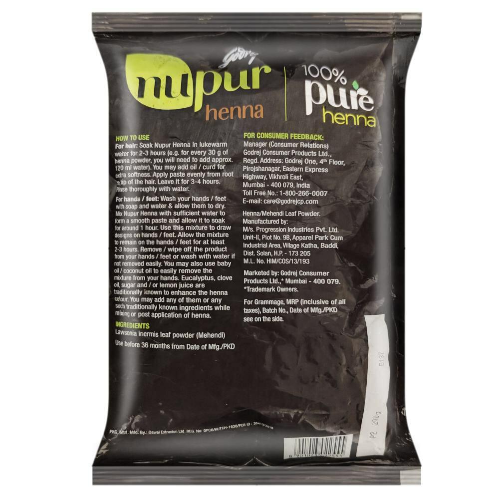 Buy Nupur Pure Henna Mehendi By Godrej 200 g Online at Best Prices