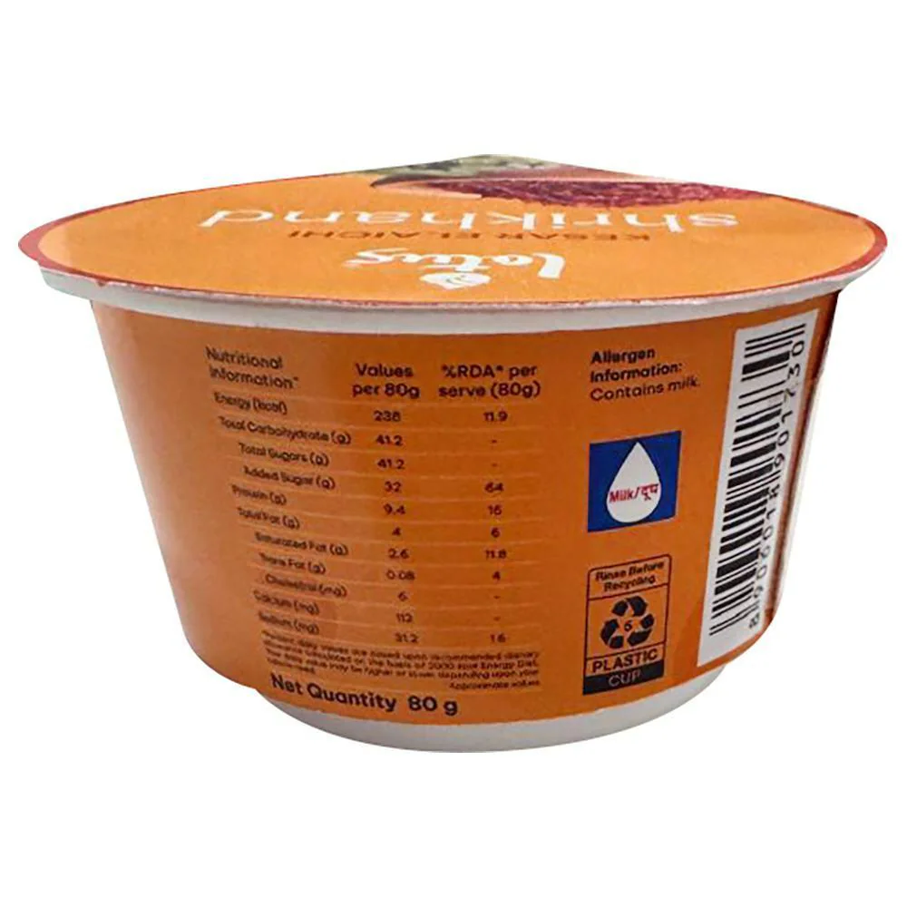 Buy Lotus Kesar and Elaichi Shrikhand 80 g (Cup) Online at Best