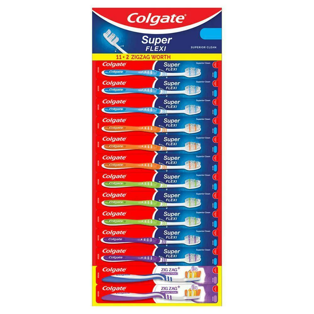 Buy Colgate Super Flexi Zig Zag (Medium) Toothbrush 11 + 2 pcs