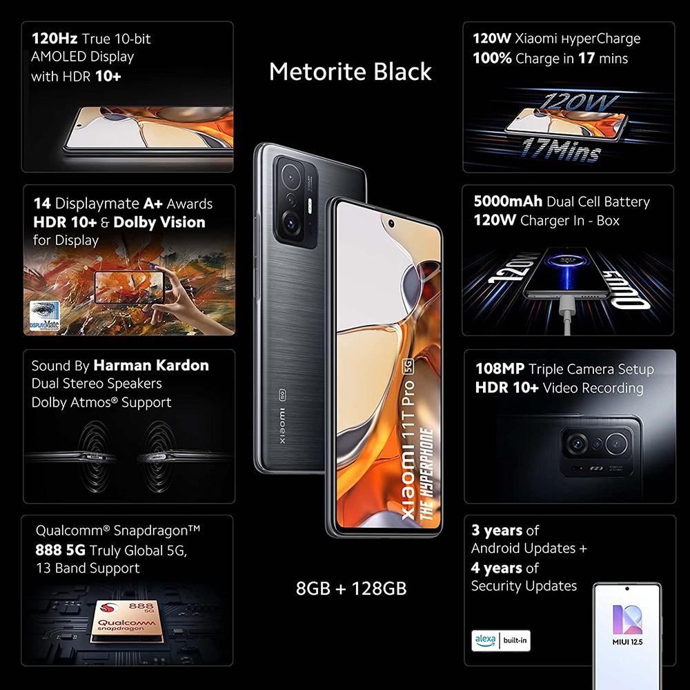 スマートフォン本体 Xiaomi 11T Pro Meteorite Gray 8GB/128GB Xiaomi 11T Pro 256GB Meteorite Grey 5G Smartphone Online Shopping