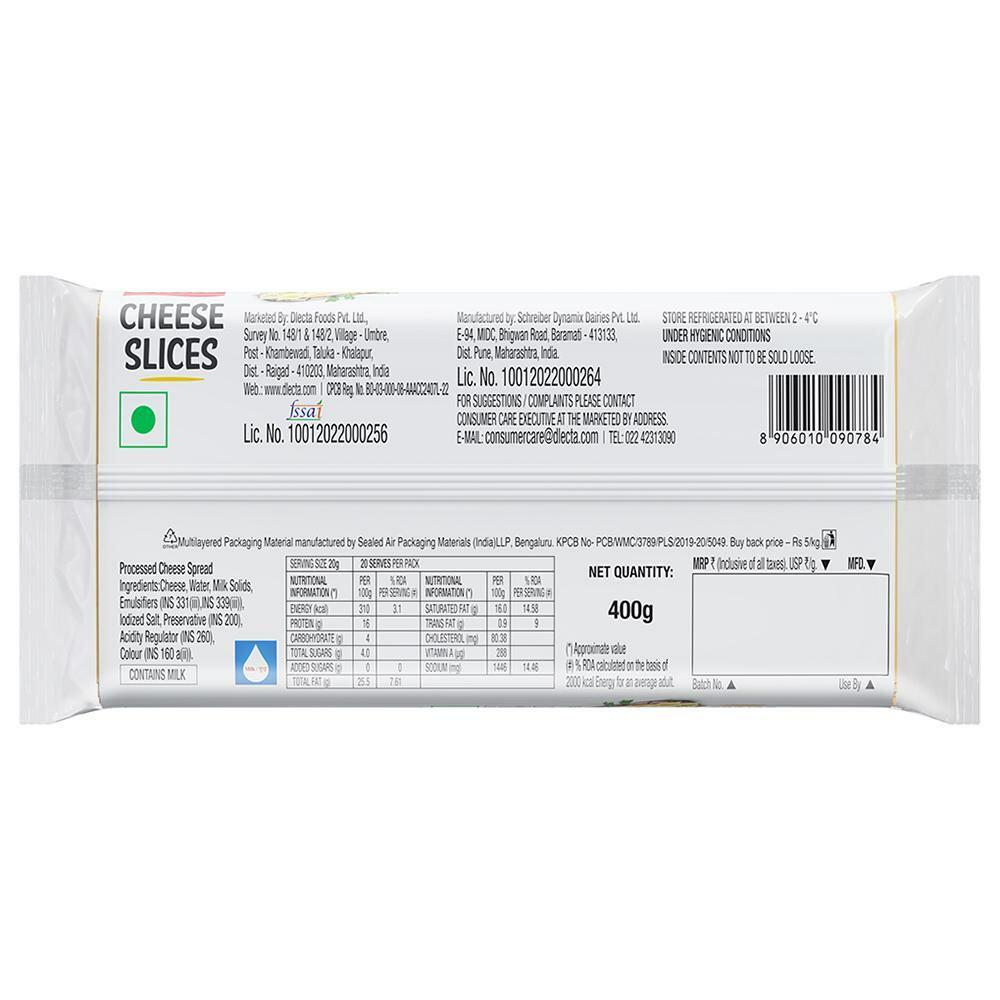 Buy D'lecta Cheese Slices 400 g Online at Best Prices in India
