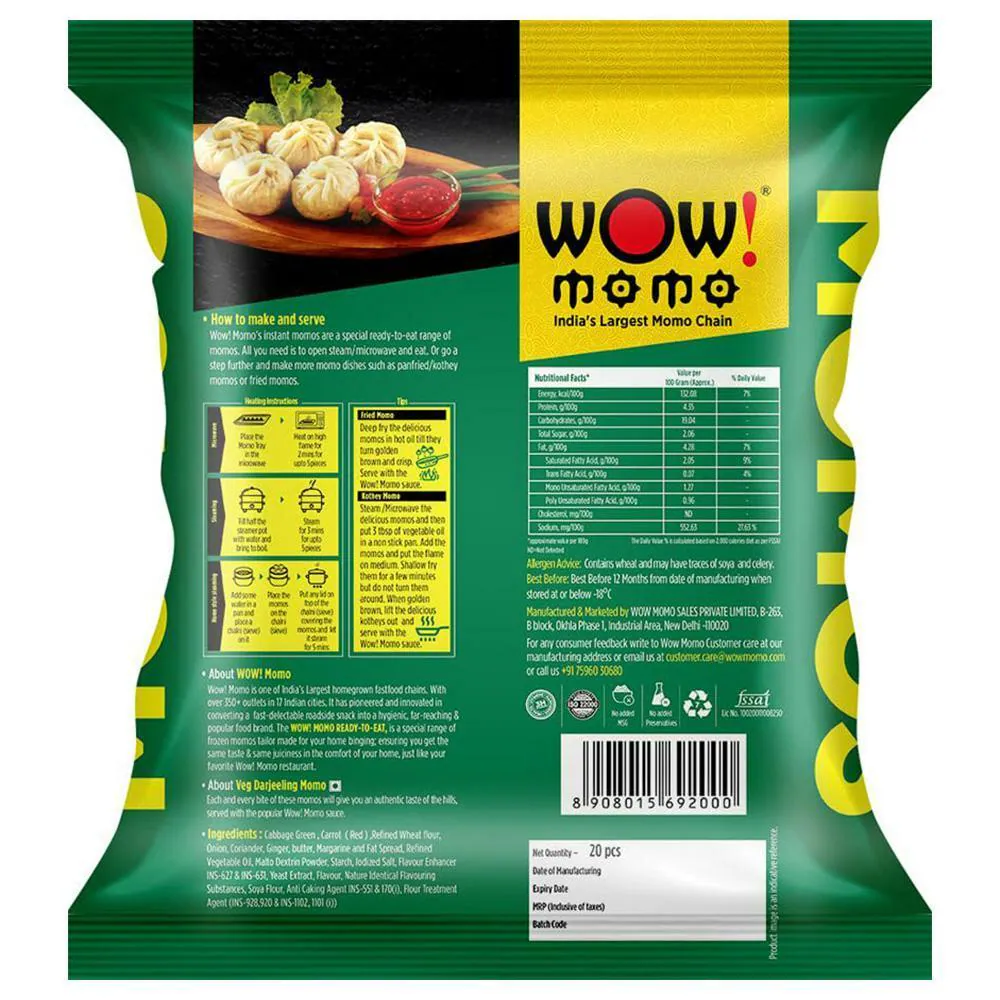 Buy Wow! Momo Veg Darjeeling Momos 20 pcs Online at Best Prices in