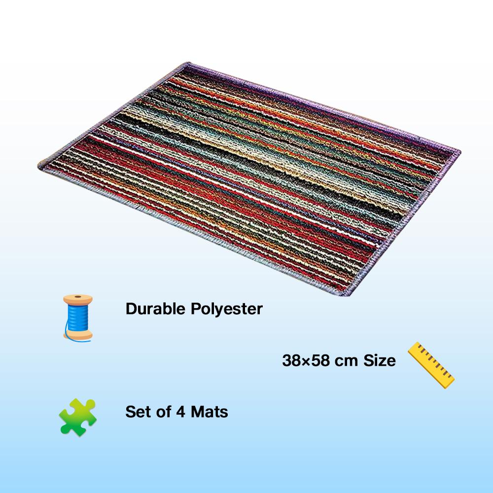 Buy Status Multipurpose Polyester Mat Set | 38x58 cm | Set of 4