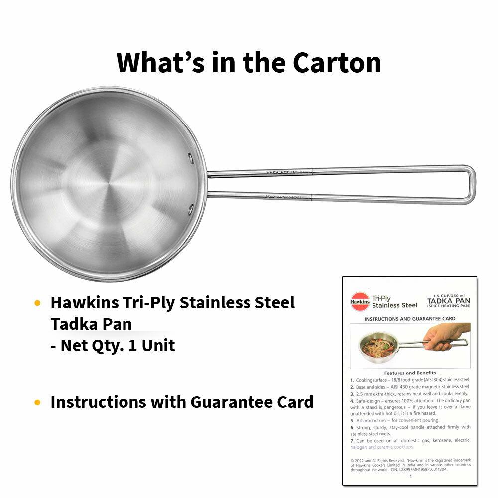 Buy Hawkins 2.5 Cup Tadka Pan, 600 ml Triply Stainless Steel Pan