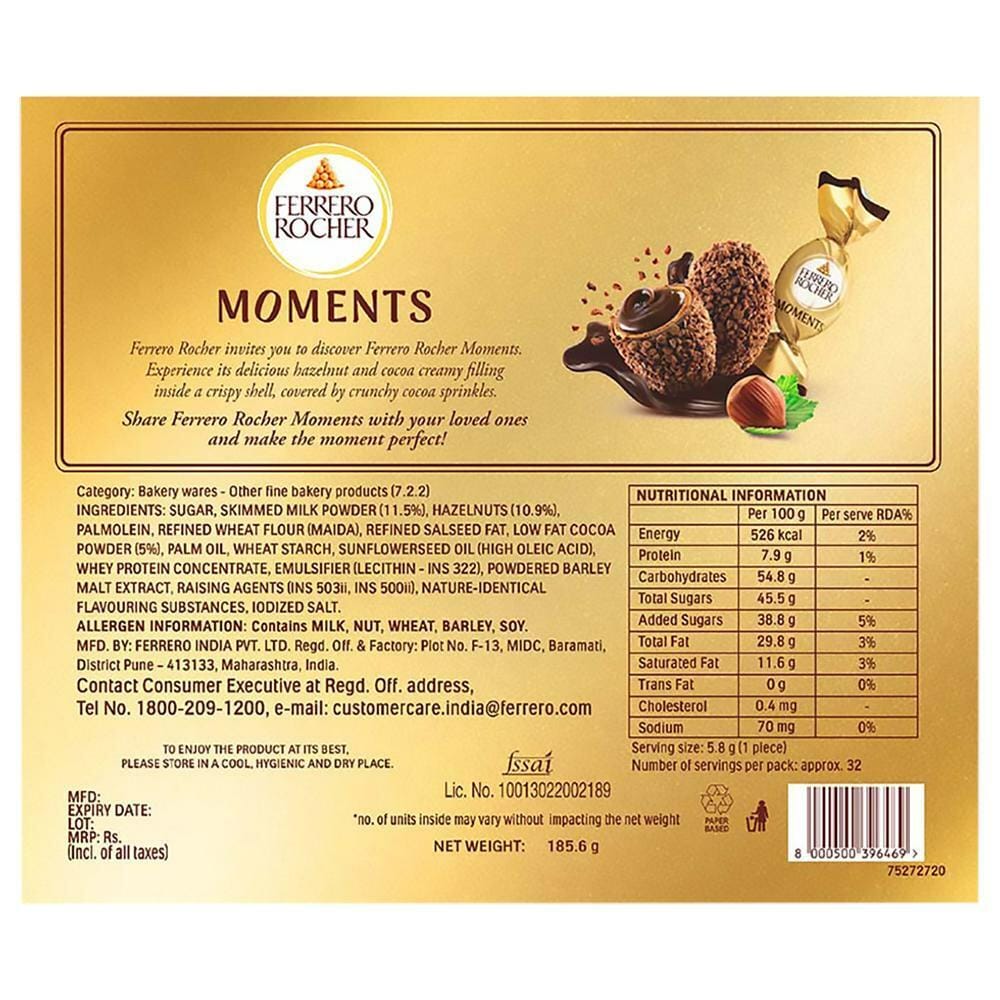 Buy Ferrero Rocher Moments Chocolate 185.6 g Online at Best Prices